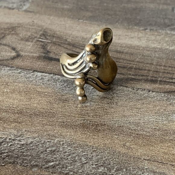 Vintage Brutalist Style Brass Or Bronze Ring Size 6.5 Modernist Sculptural Art - Picture 7 of 15